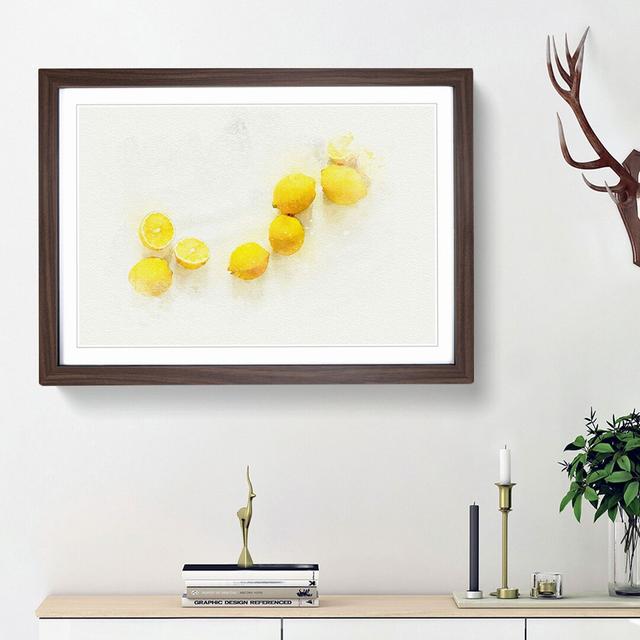 Lemon Fruit in Abstract - Picture Frame Graphic Art Print on MDF East Urban Home Frame Option: Walnut Framed, Size: 36cm H x 48cm W x 2cm D on Productcaster.