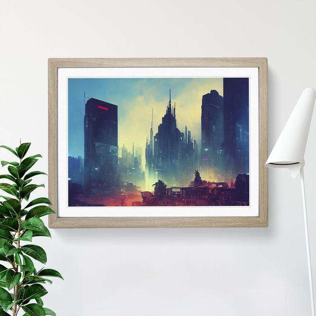 Glowing City Skyline Architecture - Picture Frame Graphic Art Latitude Run on Productcaster.