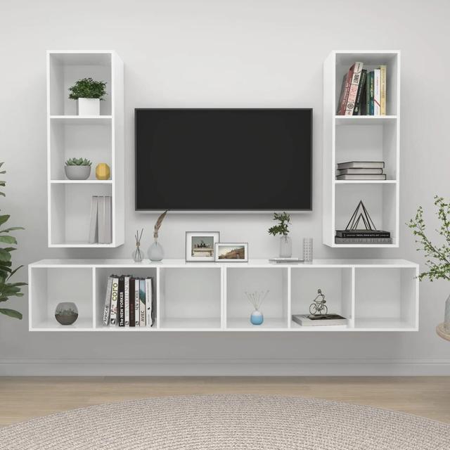 TV-Ständer Draxton für TVs bis zu 88" (Set of 4) Ebern Designs Farbe: Hochglanzweiß on Productcaster.