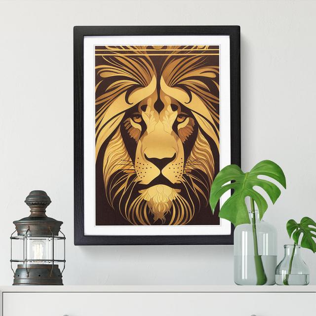 Mullan Lion Art Nouveau - Picture Frame Print Brambly Cottage Size: 64cm H x 46cm W x 2cm D, Frame Option: Black on Productcaster.