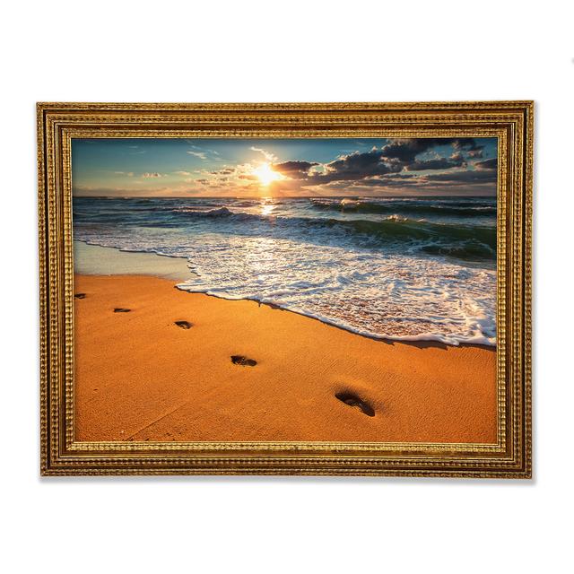 Footprints On The Beach - Print Highland Dunes Size: 84.1cm H x 118.9cm W x 3cm D on Productcaster.