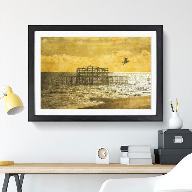 Brighton West Pier at Sunset - Picture Frame Painting East Urban Home Frame Option: Black, Size: 48cm H x 65cm W x 2cm D on Productcaster.