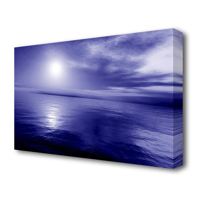 'Reflecting Rays Blue Purple 02 Sunset' - Wrapped Canvas Photographic Print East Urban Home Size: 81.3 cm H x 121.9 cm W on Productcaster.