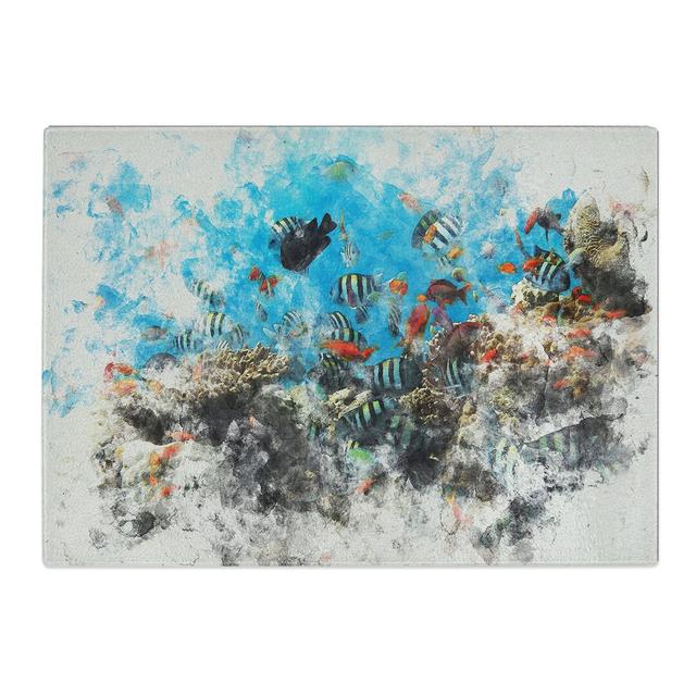 Coral Reef and Fish Vol.2 Watercolour Chopping Board East Urban Home Size: 0.4cm H x 28.5cm W x 39cm L on Productcaster.