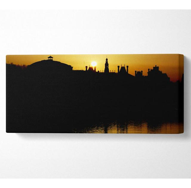 Italian City Sunset Panoramic Canvas Ebern Designs Size: 40.6cm H x 101.6cm W on Productcaster.