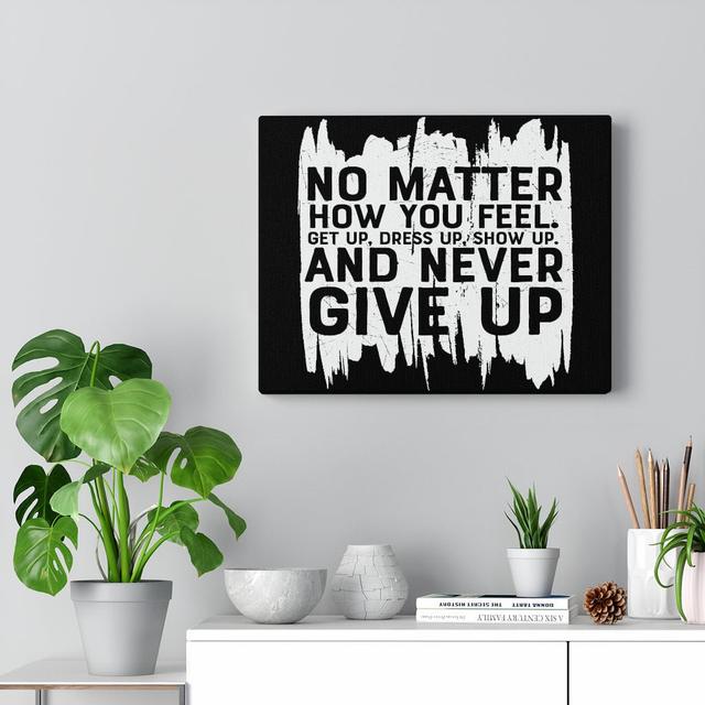 Never Give Up - Wrapped Canvas Print Blue Elephant on Productcaster.