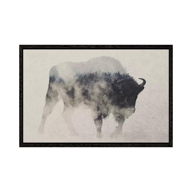 Bison In The Fog by Andreas Lie - Print on Canvas East Urban Home Size: 101.6cm H x 152.4cm W x 3.81cm D, Format: Black Framed on Productcaster.