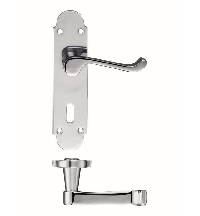 Patternsin Lock Door Handle (Set of 2) Symple Stuff Finish: Polished Chrome on Productcaster.