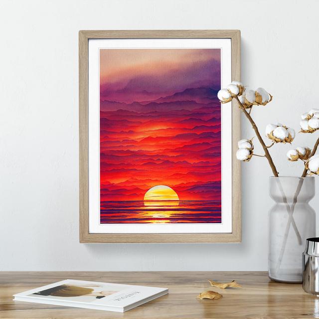 An Exotic Ocean Sunset House of Hampton Size: 46cm H x 34cm W x 2cm D, Frame Colour: Oak Framed on Productcaster.