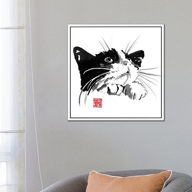 Begging Cat by Péchane - Print on Canvas Latitude Run Size: 66.04cm H x 66.04cm W x 3.81cm D, Format: White Framed on Productcaster.