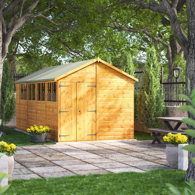 8 ft. W x 18 ft. D Power Double Door Apex Shiplap Dip Treated Shed (18x8) POWER on Productcaster.