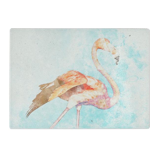 Tempered Glass Flamingo Bird Chopping Board East Urban Home Size: 20 cm x 28.5 cm on Productcaster.