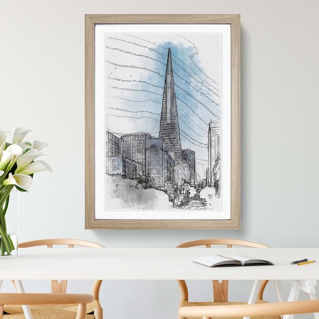 Transamerica Pyramid in San Francisco in Abstract - Picture Frame Graphic Art Print East Urban Home Frame Option: Oak, Size: 76cm H x 50cm W x 2cm D on Productcaster.