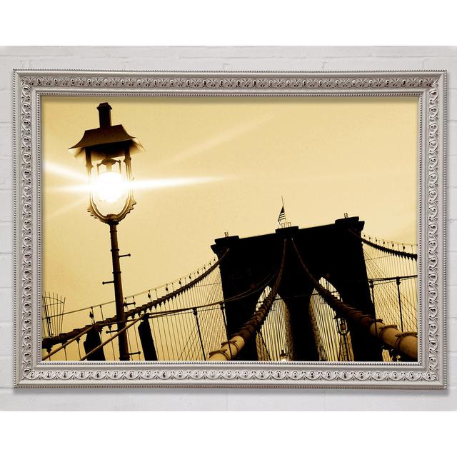 Brooklyn Bridge Street Light Retro - Print Ebern Designs Size: 29.7cm H x 42cm W on Productcaster.