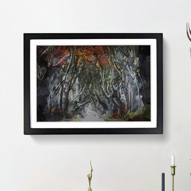 Dark Hedges Tree Road Ireland in Abstract - Picture Frame Graphic Art Print on MDF East Urban Home Size: 48cm H x 65cm W x 2cm D, Frame Option: Black on Productcaster.