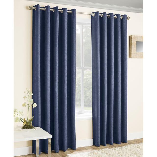 Biller Eyelet Thermal Light Reducing Curtain (Set of 2) Wayfair Basics Colour: Navy, Panel Size: Width 168 x Drop 183 cm on Productcaster.