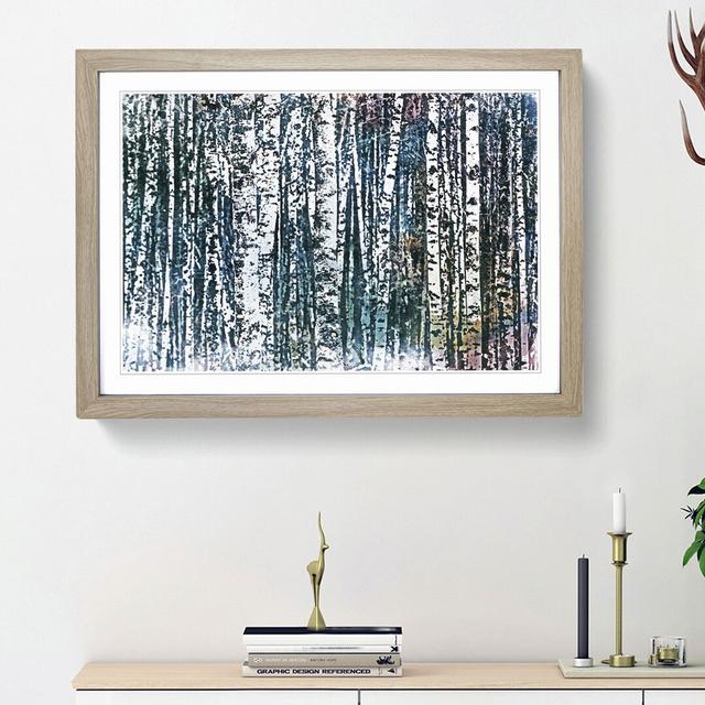 A Birch Tree Forest in Abstract - Picture Frame Painting Print East Urban Home Frame Option: Oak Framed, Size: 62cm H x 87cm W x 2cm D on Productcaster.