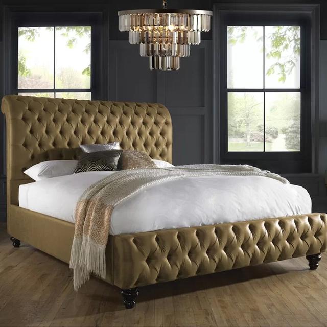 Peele Upholstered Bed Frame Rosalind Wheeler Size: Single (3'), Colour: Dugg Egg on Productcaster.