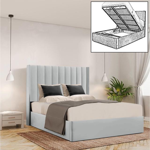 Ayrin Upholstered Storage Bed Canora Grey Size: Single (3'), Colour: Light Silver on Productcaster.