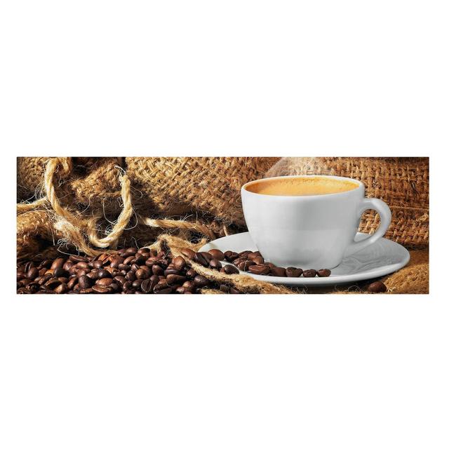 Coffee in the morning - Wrapped Canvas Graphic Art Ebern Designs Format: 260g/m² canvas, Size: 40cm H x 120cm W on Productcaster.