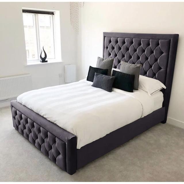 Tiffin Upholstered Bed Frame Rosdorf Park Colour: Asphalt, Size: King (5’) on Productcaster.