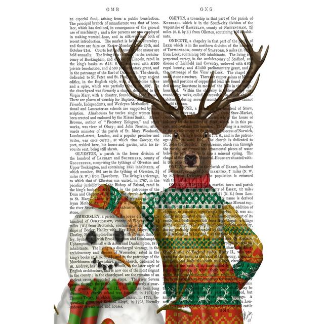 Deer In Christmas Sweater With Snowman Maturi Size: 76cm H x 51cm W on Productcaster.