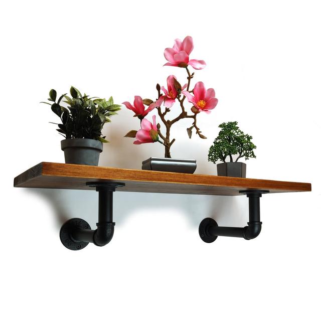 Adaela Pine Solid Wood Bracket Shelf Borough Wharf Size: 14cm H x 90cm W x 25cm D on Productcaster.