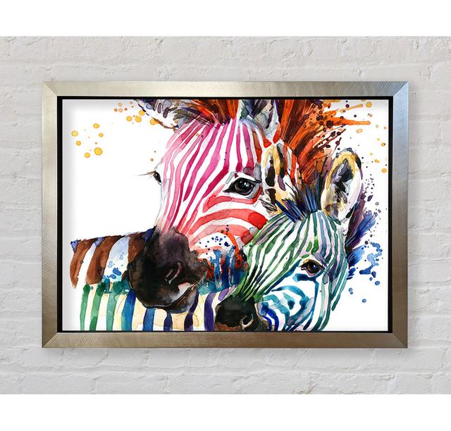 Multicoloured Rainbow Zebra - Single Picture Frame Art Prints Bloomsbury Market Size: 21cm H x 29.7cm W x 3cm D, Format: Black Framed Paper on Productcaster.