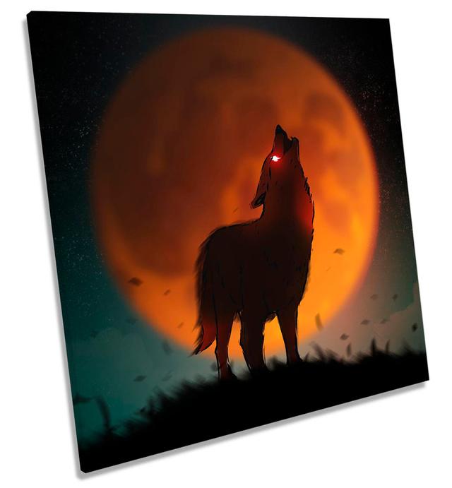 Wolf Moonlight - Wrapped Canvas Graphic Art Alpen Home Size: 91.4cm H x 91.4cm W x 4cm D on Productcaster.