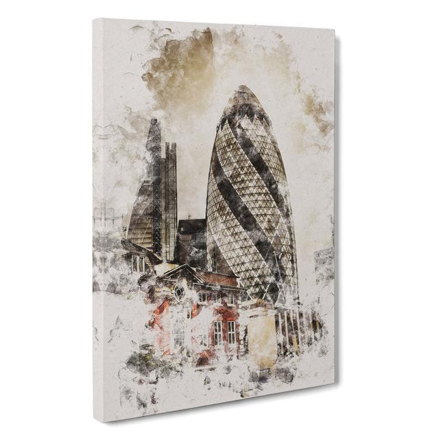 The Gherkin in London - Wrapped Canvas Graphic Art East Urban Home Size: 60cm H x 40cm W x 3cm D on Productcaster.