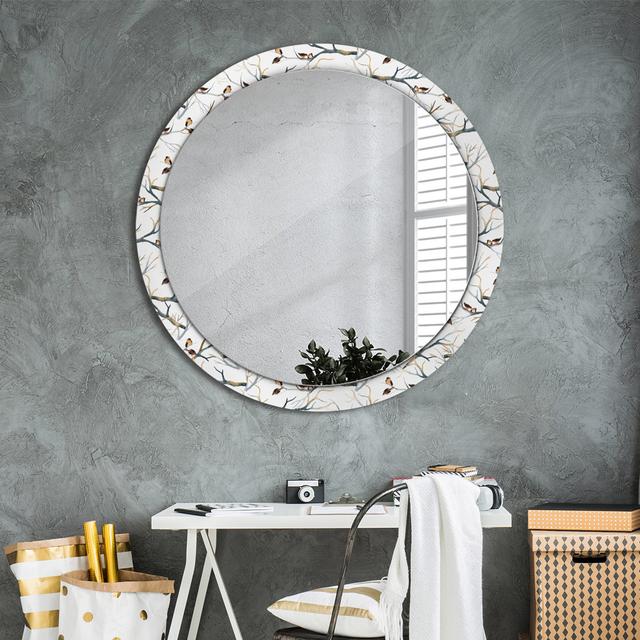 Huldar Round Glass Framed Wall Mounted Accent Mirror in White East Urban Home on Productcaster.