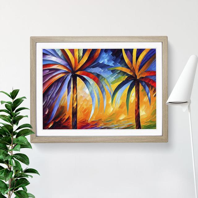 Palm Tree Vol.4 - Picture Frame Painting 17 Stories Size: 34cm H x 46cm W x 2cm D, Format: Oak Framed on Productcaster.