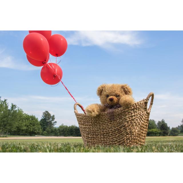 Toy Bear In A Basket by Alitsiya - Wrapped Canvas Print 17 Stories Size: 51cm H x 76cm W on Productcaster.