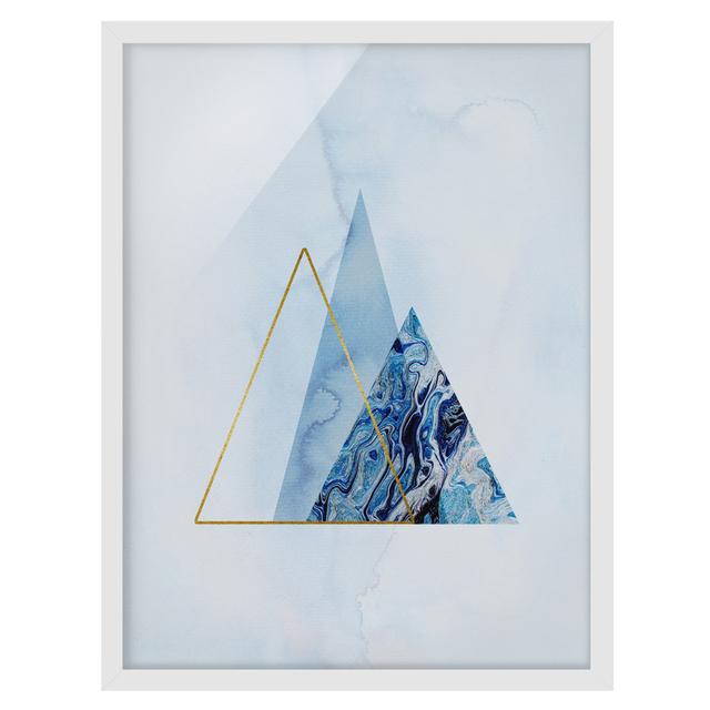 Geometry in Blue and Gold II - Picture Frame Graphic Art Fairmont Park Frame Option: White Framed, Size: 70cm H x 50cm W x 2cm D on Productcaster.