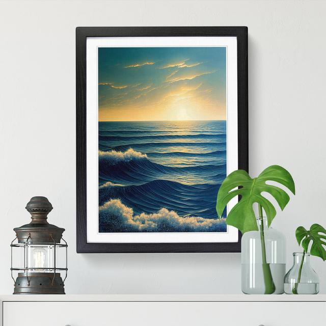 Ocean Sunrise - Picture Frame Print Big Box Art Frame Option: Black, Size: 46cm H x 34cm W x 2cm D on Productcaster.