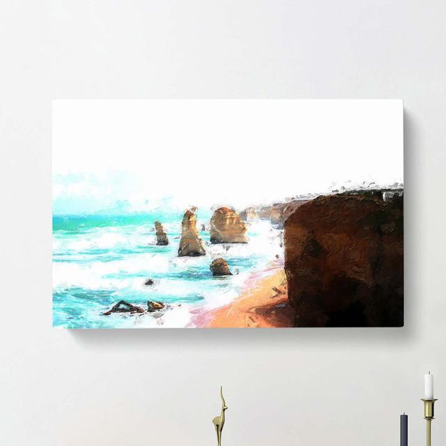 The Twelve Apostles Cliffs in Australia - Wrapped Canvas Painting Print East Urban Home Size: 50cm H x 76cm W x 3cm D on Productcaster.