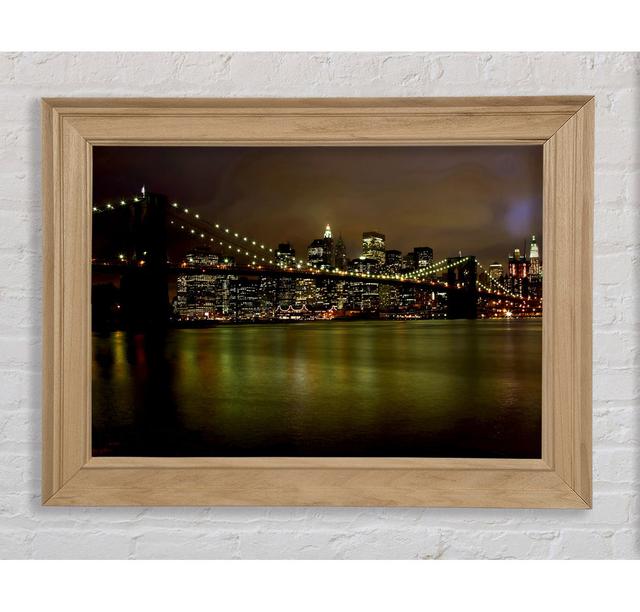 Brooklyn Bridge Green Waters - Single Picture Frame Art Prints Bright Star Size: 84.1cm H x 142.2cm W x 8 cm on Productcaster.