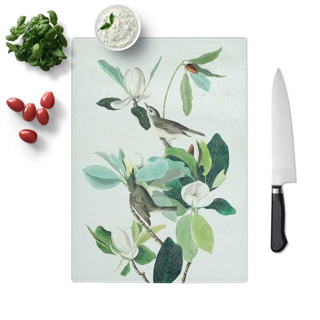 Tempered Glass Warbling Flycatcher Birds by John James Audubon Chopping Board East Urban Home Size: 28.5 cm W x 39 cm L on Productcaster.