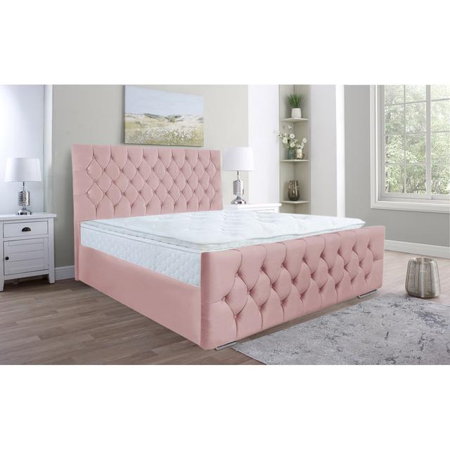 Bollman Upholstered Bed Mercer41 Colour: Pink, Size: Small Double (4') on Productcaster.