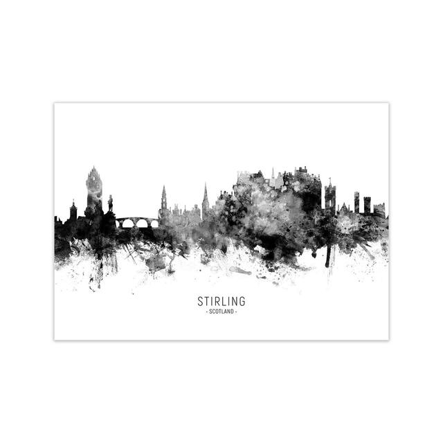 Stirling Scotland Skyline Black White City Name by Michael Tompsett - Print Latitude Run Format: Unframed, Size: 30cm H x 42cm W x 1cm D on Productcaster.