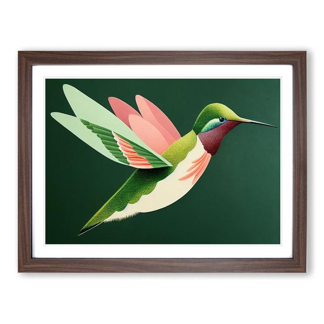 A Daring Hummingbird Abstract - Picture Frame Graphic Art Marlow Home Co. Size: 46cm H x 64cm W x 2cm D, Frame Colour: Walnut on Productcaster.