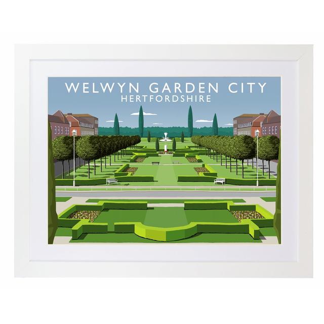 'Welwyn Garden City' by Richard O'Neil - Print East Urban Home Size: 33.5 cm H x 43.5 cm W x 2.2 cm D, Format: White Wood Frame on Productcaster.