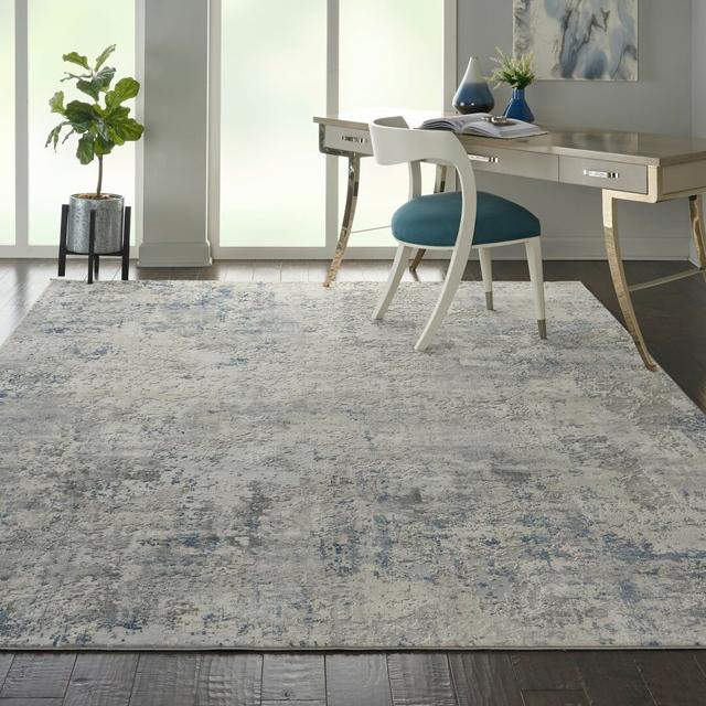 Bedell Abstract Machine Woven Ivory/Grey/Blue Area Rug Bloomsbury Market Rug Size: Rectangle 240 x 320cm on Productcaster.