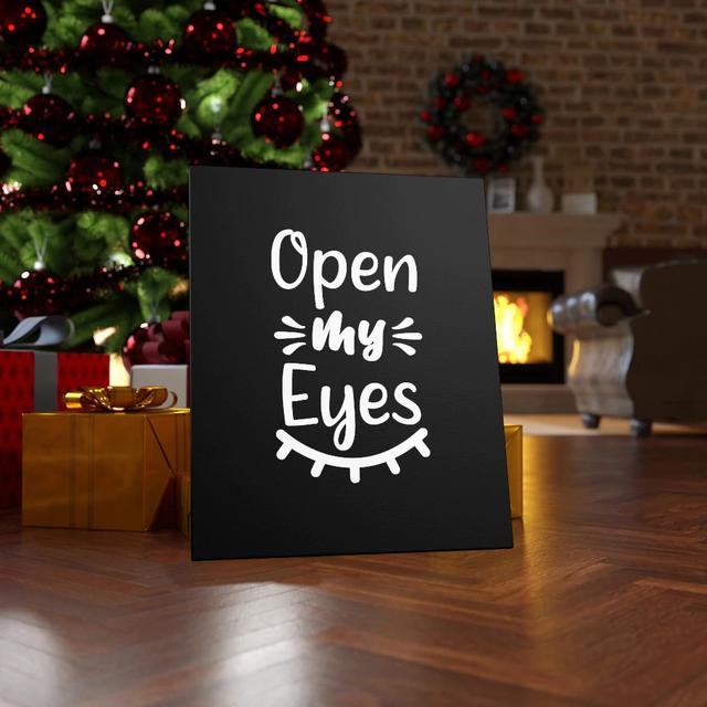 Open My Eyes - Wrapped Canvas Typography Blue Elephant Size: 76cm H x 61cm W on Productcaster.