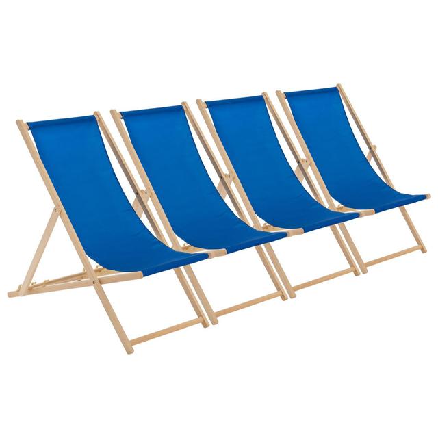 Harbour Housewares - Folding Wooden Deck Chairs (Set of 4) Harbour Housewares Colour (Fabric): Royal Blue on Productcaster.