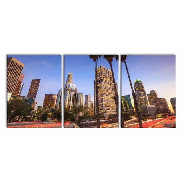 Beautiful View of LA - 3 Piece Wrapped Canvas Photograph Print Set East Urban Home Size: 180 cm H x 80 cm W on Productcaster.