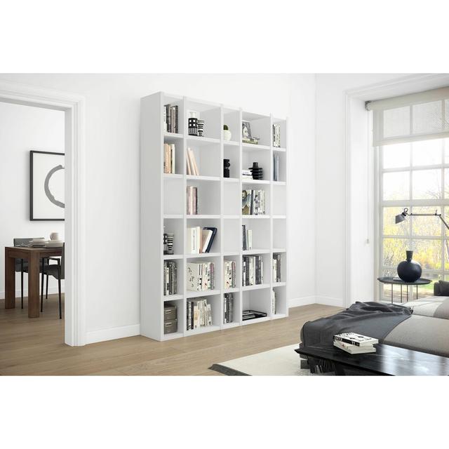 Bücherregal Jena Library Bookcase Ebern Designs Colour: High Gloss White on Productcaster.