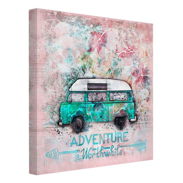 Bulli Adventure Collage Pastel - Wrapped Canvas Graphic Art Print Maturi Format: Recycled Canvas, Size: 70cm H x 70cm W on Productcaster.