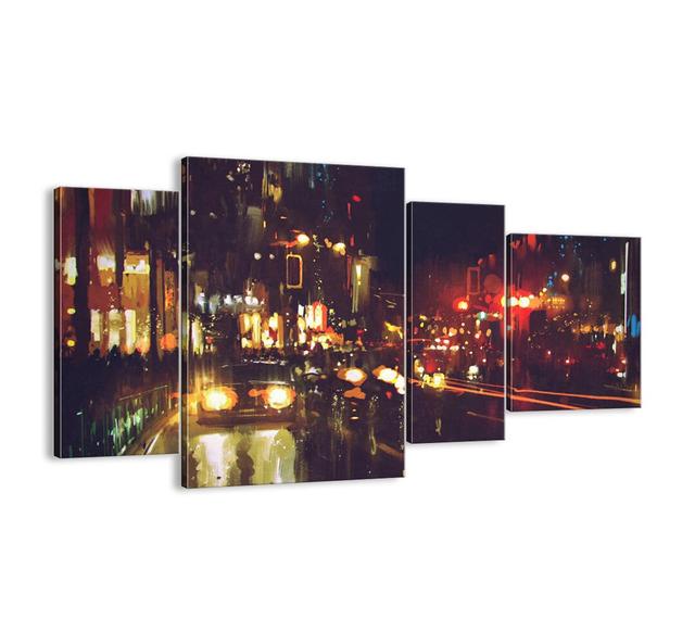 Sunk in the Night Lights - 4 Piece Unframed Painting Print Set on Canvas Brayden Studio Size: 70cm H x 120cm W x 1.8cm D on Productcaster.