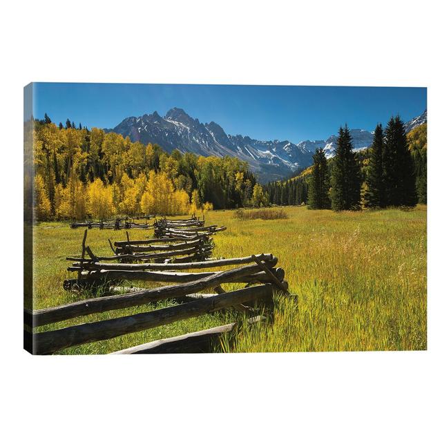 'Wooden Fence in A Forest, Maroon Bells, Maroon Creek Valley, Aspen, Pitkin County, Colorado, Usa' by Jim Nilsen - Wrapped Canvas Painting Print Union on Productcaster.